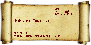 Dékány Amália névjegykártya